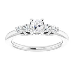 2 Karaat Ronde Oude Mijnwerker Echt Diamanten Ring Prong Bar set 5 Stenen Sieraden