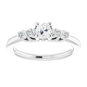 2 Karaat Ronde Oude Mijnwerker Echt Diamanten Ring Prong Bar set 5 Stenen Sieraden