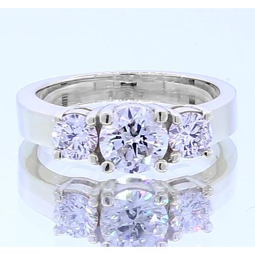 2 Karaats Drie Stenen Verlovingsring 4 Griffen Set Echt Diamant Wit Goud 14K