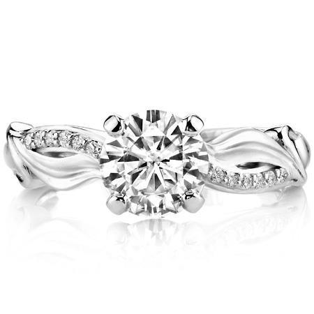 2 Karaats Gedraaide Schacht Ronde Echt Diamanten Ring Met Accenten