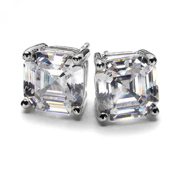 2 Karaats Pennenset Asscher Geslepen Echt Diamanten Oorknopjes 14K Witgoud