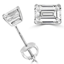 Afbeelding in Gallery-weergave laden, GIA-gecertificeerd Echte 2 Karaats Smaragd Geslepen Echt Diamanten Oorknopjes Paar Wit Goud 14K

