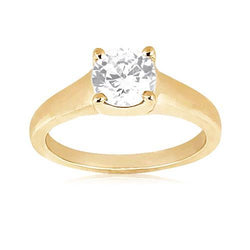 2 Karaat Ronde uit de a aarde gewonnen Diamanten Solitaire Ring Geelgoud Nieuw