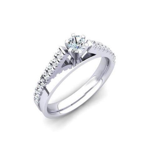 2 Kt Ronde Geslepen Echt Diamanten Jubileumring 14K Witgoud