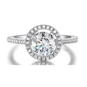 2,00 Karaat Sprankelende Echt Diamanten Verlovingsring Halo 14K Witgoud