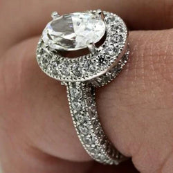 2,05 Karaat Vintage Stijl Halo Echt Diamanten Trouwring Wit Goud 14K
