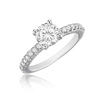 2,10 Karaat Briljant Geslepen Echt Diamanten Trouwring Met Accenten