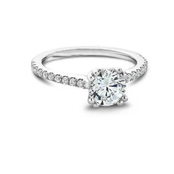 2.15 Karaat Solitaire met Accent Natuurlijke uit de aarde gewonnen Diamanten Trouwring Witgoud