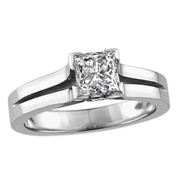 2.20 Ct Princess- en Rondgeslepen Natuurlijke uit de aarde gewonnen Diamanten Trouwring 14K Witgoud