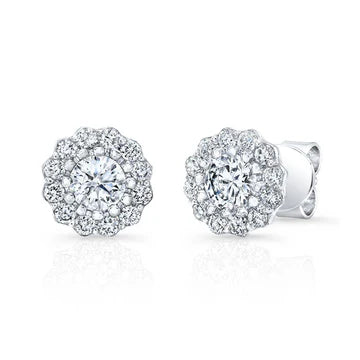 2,24 Karaats Riek Set Briljante Echt Diamanten Studs Halo Oorbel Wit Goud