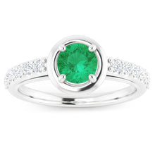 Afbeelding in Gallery-weergave laden, 2,25 karaat groene smaragd en Natuurlijke echte diamanten ( niet in een laboratorium gekweekt ) ring wit goud 14K

