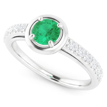 Afbeelding in Gallery-weergave laden, 2,25 karaat groene smaragd en Natuurlijke echte diamanten ( niet in een laboratorium gekweekt ) ring wit goud 14K
