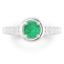 Afbeelding in Gallery-weergave laden, 2,25 karaat groene smaragd en Natuurlijke echte diamanten ( niet in een laboratorium gekweekt ) ring wit goud 14K
