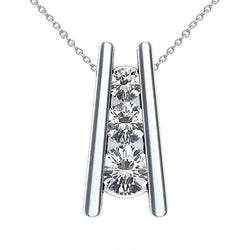 2,25 Ct Drie Stenen Echt Diamanten Ladder Hanger Ketting