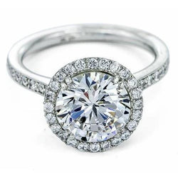2,25 Karaat Ronde Halo Natuurlijke Echte Diamanten (Niet Labgekweekt) Ring Witgoud