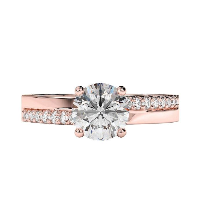 2,25 Karaat Sprankelende Briljant Geslepen Echt Diamanten Trouwring Rose Goud 14K