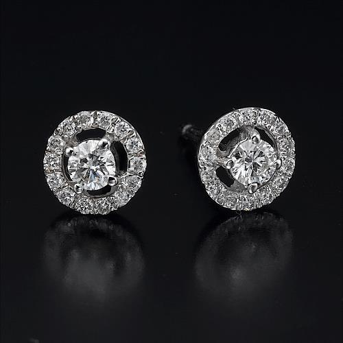2.28 Ct Briljant Geslepen Echt Diamanten Dames Halo Oorknopjes Met Jassen