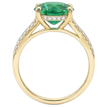 Afbeelding in Gallery-weergave laden, 2,30 karaat Prong groene smaragd met Natuurlijke echte diamanten ( niet in een laboratorium gekweekt ) ring edelsteen geel goud 14K
