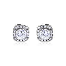 2,32 Ct Kussen En Ronde Geslepen Echt Diamanten Oorknopjes Halo Oorbellen