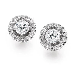 2,3 Karaat Echt Diamanten Dame Studs Halo Oorbellen Wit Goud 14K