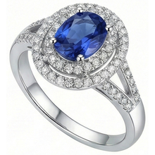 Afbeelding in Gallery-weergave laden, echte round saffier 2.45karaat ring close-up detail
