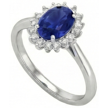 Afbeelding in Gallery-weergave laden, 2,5 karaat blauwe ovaal geslepen saffier en Natuurlijke echte diamanten ( niet in een laboratorium gekweekt ) ring wit goud 14K
