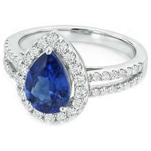 Afbeelding in Gallery-weergave laden, echte round saffier 2.50karaat ring close-up detail
