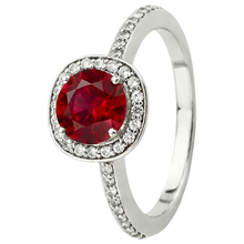 Afbeelding in Gallery-weergave laden, Natuurlijke (niet labgekweekt) 2.50 Karaat Rode en Witte Ronde Robijn Ring Sieraden Witgoud 14K
