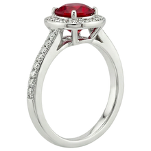 Afbeelding in Gallery-weergave laden, Natuurlijke (niet labgekweekt) 2.50 Karaat Rode en Witte Ronde Robijn Ring Sieraden Witgoud 14K
