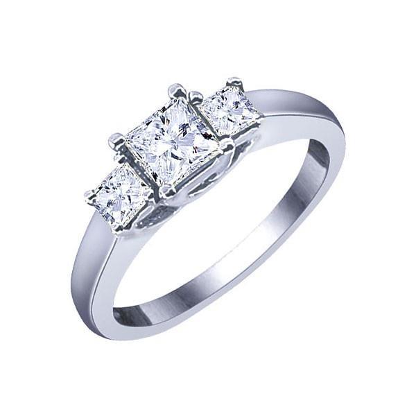 2,50 Ct Prinses Geslepen Echt Diamanten Verlovingsring Met 3 Stenen Witgoud