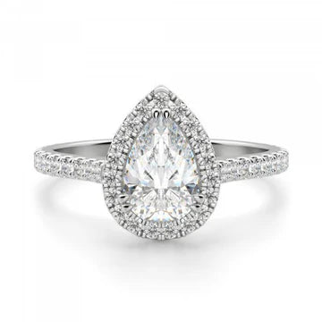 2,50 Karaat Echt Diamanten Halo Ring Goud Wit 14K Nieuw