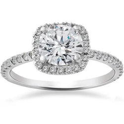 2,50 Karaat Echt Diamanten Halo Trouwring Wit Goud