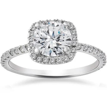 2,50 Karaat Echt Diamanten Halo Trouwring Wit Goud