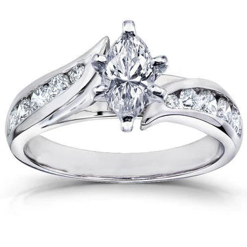 2,50 Karaat Echt Diamanten Solitaire Ring Met Accent Wit Goud 14K Nieuw