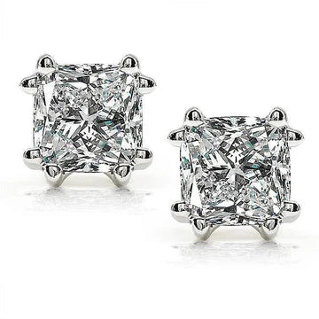 2,50 Karaat Kussen Geslepen Echt Diamanten Stud Earring Witgoud 14K Sieraden