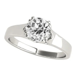 2.50 Karaat Solitaire Ring Old Mine Cut Echte Natuurlijke uit de aarde gewonnen Diamant Dubbel Prong Gezet