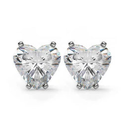 2.5 Ct Hartvormige uit de aarde gewonnen Diamanten Oorknopjes Fijn Paar Witgoud 14K