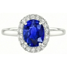 Afbeelding in Gallery-weergave laden, 2,60 karaat saffier met Natuurlijke echte diamanten ( niet in een laboratorium gekweekt ) ring wit goud 14K
