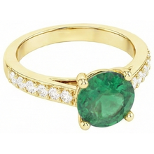 Afbeelding in Gallery-weergave laden, 2,70 karaat groene smaragd met Natuurlijke echte diamant ( niet in het laboratorium gekweekt ) 14K geelgouden verlovingsring

