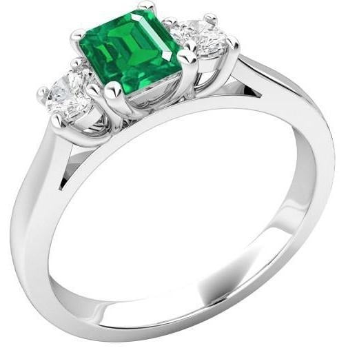 2,70 karaat groene smaragd met diamant trouwring wit goud 14K