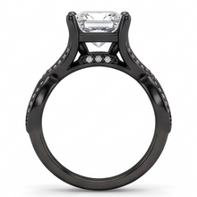 Afbeelding in Gallery-weergave laden, 2,75 Karaat Princess &amp; Rond Echt Natuurlijk uit de aarde gewonnen Diamanten Fantasie Ring Zwartgoud 14K
