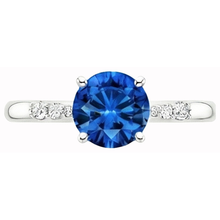 Afbeelding in Gallery-weergave laden, echte round saffier 2.75karaat ring close-up detail
