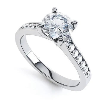 2,75 Ct Solitaire Met Accent Echt Diamanten Verlovingsring Wit Goud 14k