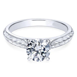 2.75 Ct Solitaire Rond Geslepen Echte Natuurlijke uit de aarde gewonnen Diamanten Verlovingsring in Vintage Stijl