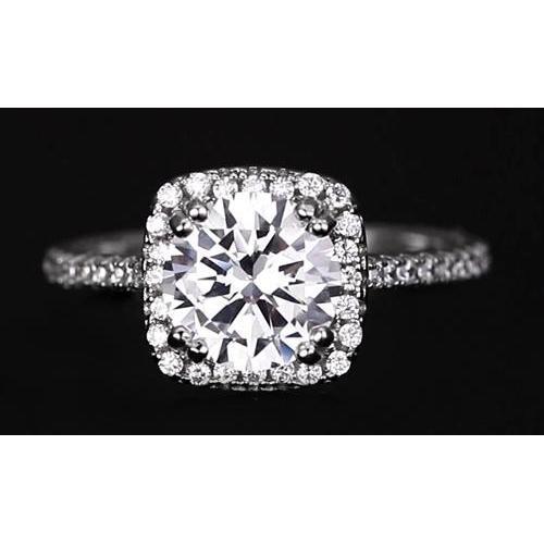 2,75 Karaat Ronde Echt Diamanten Halo-Verlovingsring