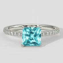 Afbeelding in Gallery-weergave laden, 2,75 karaat Paraiba ring kussenslijpvorm
