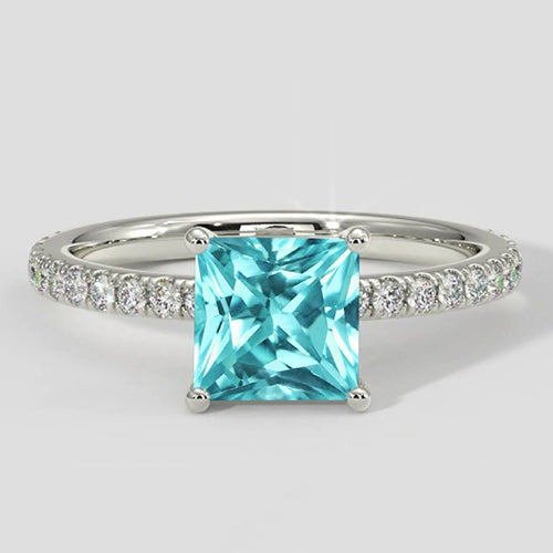 2,75 karaat Paraiba ring kussenslijpvorm