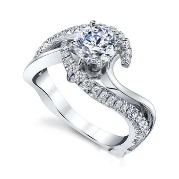 2,80 Ct Rond Geslepen Echt Diamanten Verlovingsring Met Accenten Wit Goud 14K