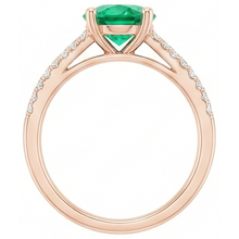 Afbeelding in Gallery-weergave laden, 2,85 ct rond geslepen groene smaragd met Natuurlijke echte diamant ( niet in het laboratorium gekweekt ) 14K roségoud

