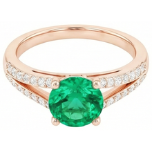 Afbeelding in Gallery-weergave laden, 2,85 ct rond geslepen groene smaragd met Natuurlijke echte diamant ( niet in het laboratorium gekweekt ) 14K roségoud
